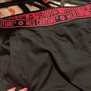 Med Couture Black Pants with Pink Waistband
